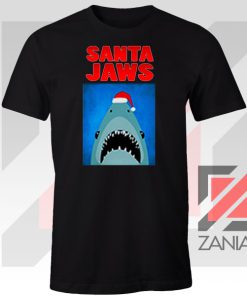 Father Christmas Jaws Parody Black Tee