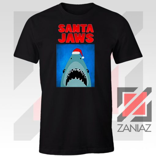 Father Christmas Jaws Parody Black Tee