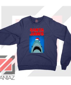 Father Christmas Jaws Parody Navy Blue Sweater