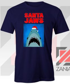 Father Christmas Jaws Parody Navy Blue Tee