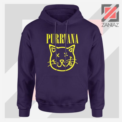 Funny Cat Parody Purrvana Navy Blue Hoodie