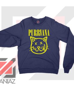 Funny Cat Parody Purrvana Navy Sweater