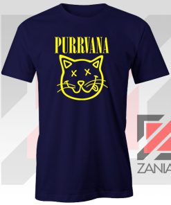 Funny Cat Parody Purrvana Navy Tee