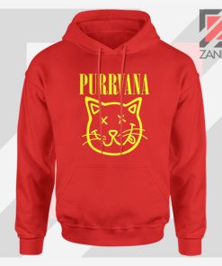 Funny Cat Parody Purrvana Red Hoodie