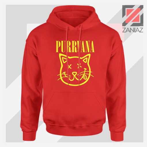 Funny Cat Parody Purrvana Red Hoodie