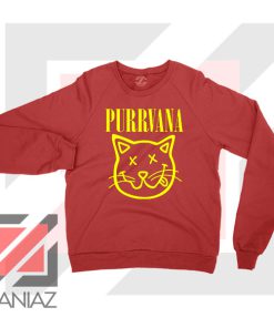 Funny Cat Parody Purrvana Red Sweater