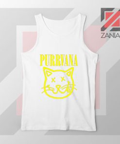 Funny Cat Parody Purrvana White Tank Top