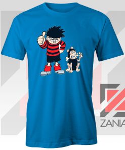 Gnasher Dennis The Menace Blue Tshirt