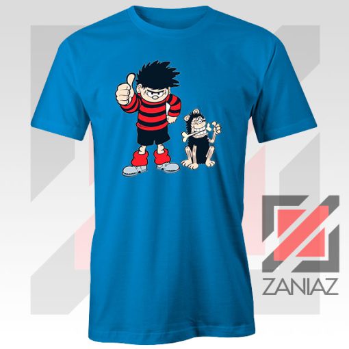 Gnasher Dennis The Menace Blue Tshirt