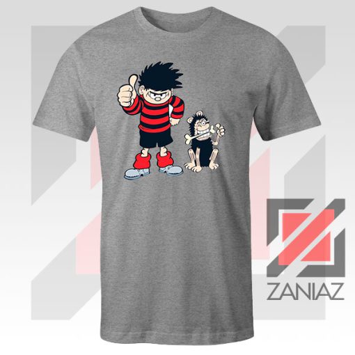 Gnasher Dennis The Menace Grey Tshirt