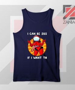 I Can Be SUS Funny Graphic Navy Blue Tank Top