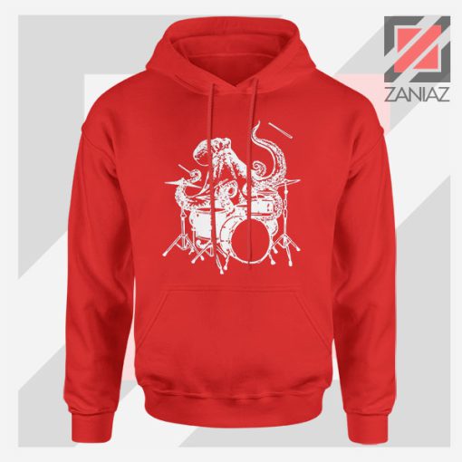 Octopus Drummer Red Hoodie