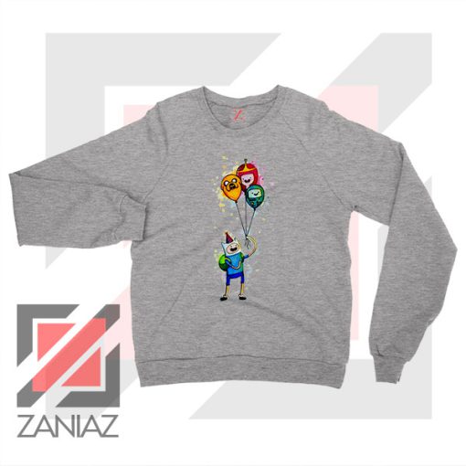 Adventure Time Birthday Balloons Sport Grey Sweater