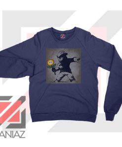 Banksy Flower Street Art Navy Blue Sweatshirt