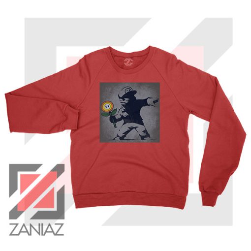 Banksy Flower Street Art Red Sweatshirt