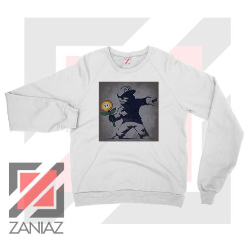 Banksy Flower Street Art White Sweatshirt