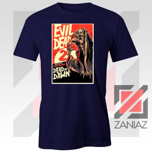 Evil Dead 2 Skeleton Horror Navy Blue Tee