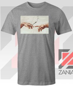 God Giving to Adam Design Grey Tee