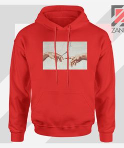 God Giving to Adam Design Red Hoodie