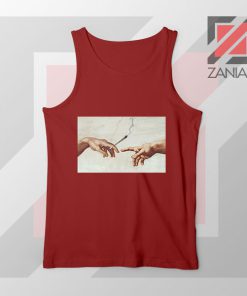 God Giving to Adam Design Red Tank Top