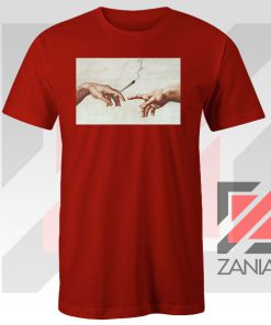 God Giving to Adam Design Red Tee