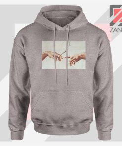 God Giving to Adam Design Sport Grey Hoodie