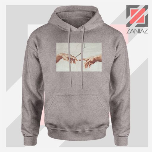 God Giving to Adam Design Sport Grey Hoodie