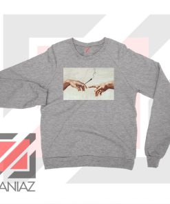 God Giving to Adam Design Sport Grey Sweatshirt