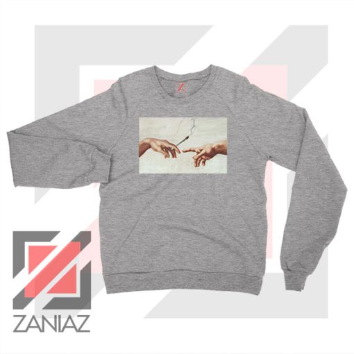 God Giving to Adam Design Sport Grey Sweatshirt