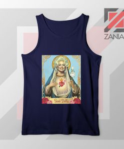 Saint Dolly Parton Graphic Navy Blue Tank Top