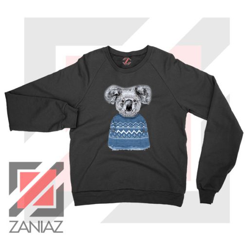 Winter Koala Christmas Black Sweater