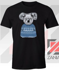 Winter Koala Christmas Black Tshirt