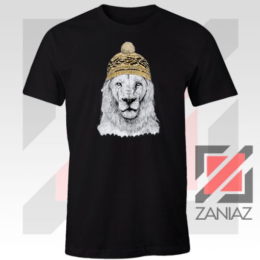 Winter Lion New Graphic 1 Black Tshirt