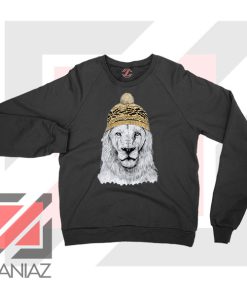 Winter Lion New Graphic 2 Black Sweater