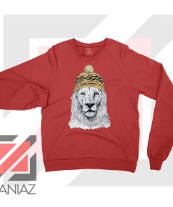 Winter Lion New Graphic 2 Red Sweater