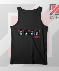 Faces Kiss Rock Band Black Tank Top