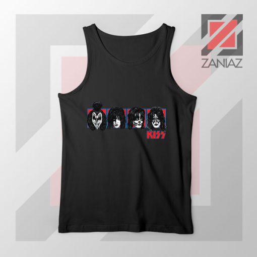 Faces Kiss Rock Band Black Tank Top