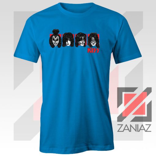 Faces Kiss Rock Band Blue Tshirt