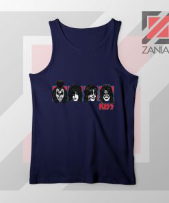 Faces Kiss Rock Band Navy Blue Tank Top