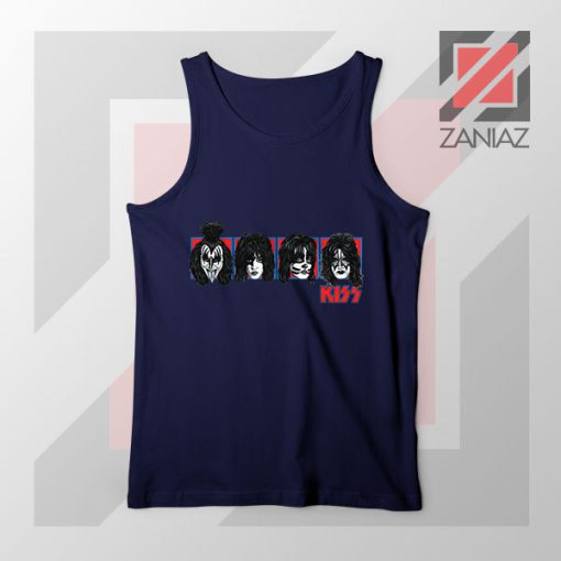 Faces Kiss Rock Band Navy Blue Tank Top