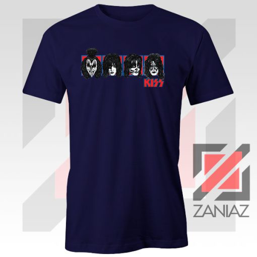 Faces Kiss Rock Band Navy Blue Tshirt