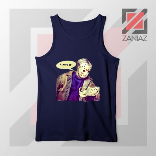 Jason Voorhees vs Crocs Navy Blue Tank Top