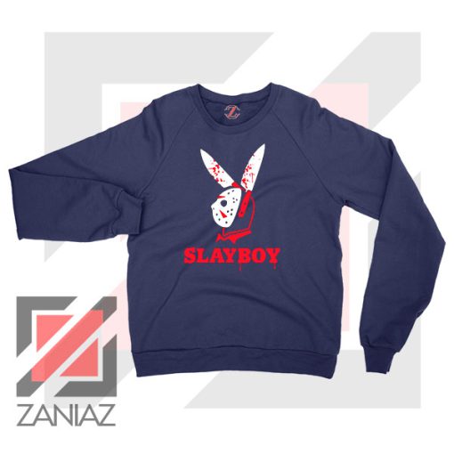 Slayboy Hockey Halloween Navy Blue Sweater