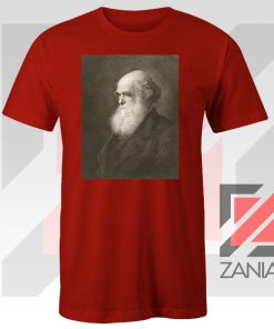 Charles Darwin Evolution Portrait Red Tshirt