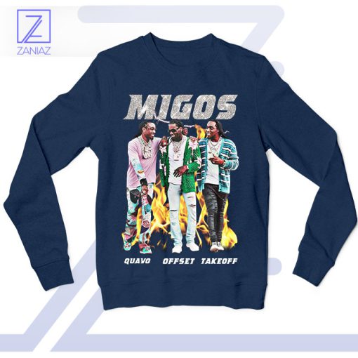 Bad and Boujee Fashion Migos Navy Sweatshirt