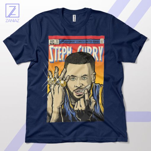 Golden Shooter Steph Curry Comic Book Navy T-Shirt
