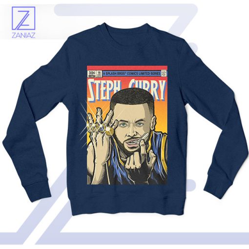 Golden State Hero Steph Curry Comics Navy Sweatshirt