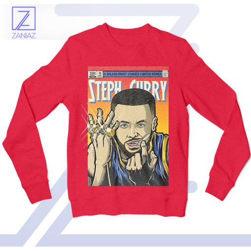 Golden State Hero Steph Curry Comics Red Sweatshirt