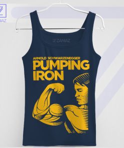 Pumping Iron Motivation Arnold Quote Navy Tank Top