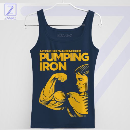 Pumping Iron Motivation Arnold Quote Navy Tank Top